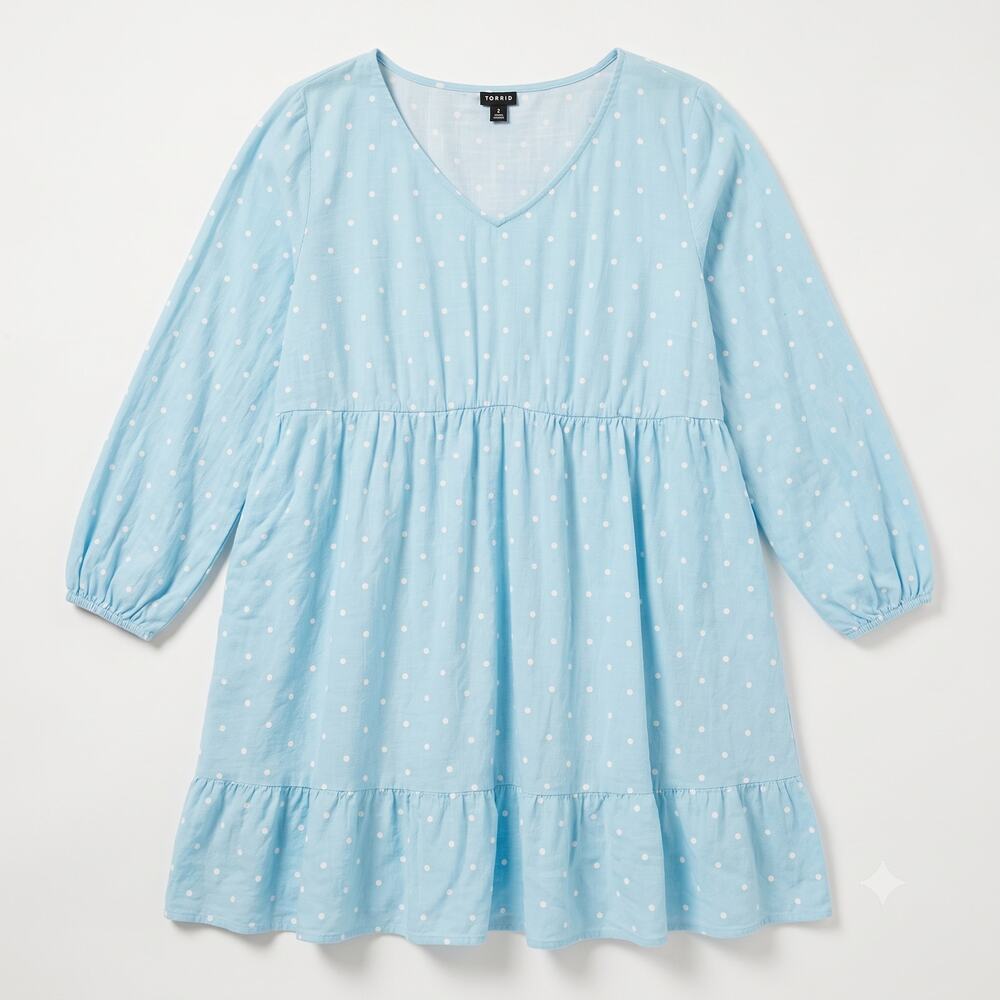 Torrid Womens 2X Cottagecore Twee Coquette Polka Dot V-Neck Mini Skater Dress